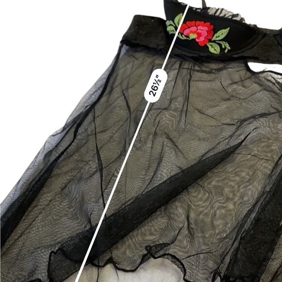 Frederick's of Hollywood Black Sheer Chemise with Floral Embroidery Size XL - Picture 7 of 10
